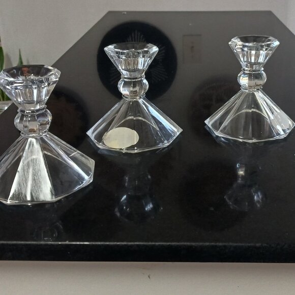 Set of 4 Crystal Candle Stick Holders 24% Lead Crystal Made in USA - Picture 2 of 4